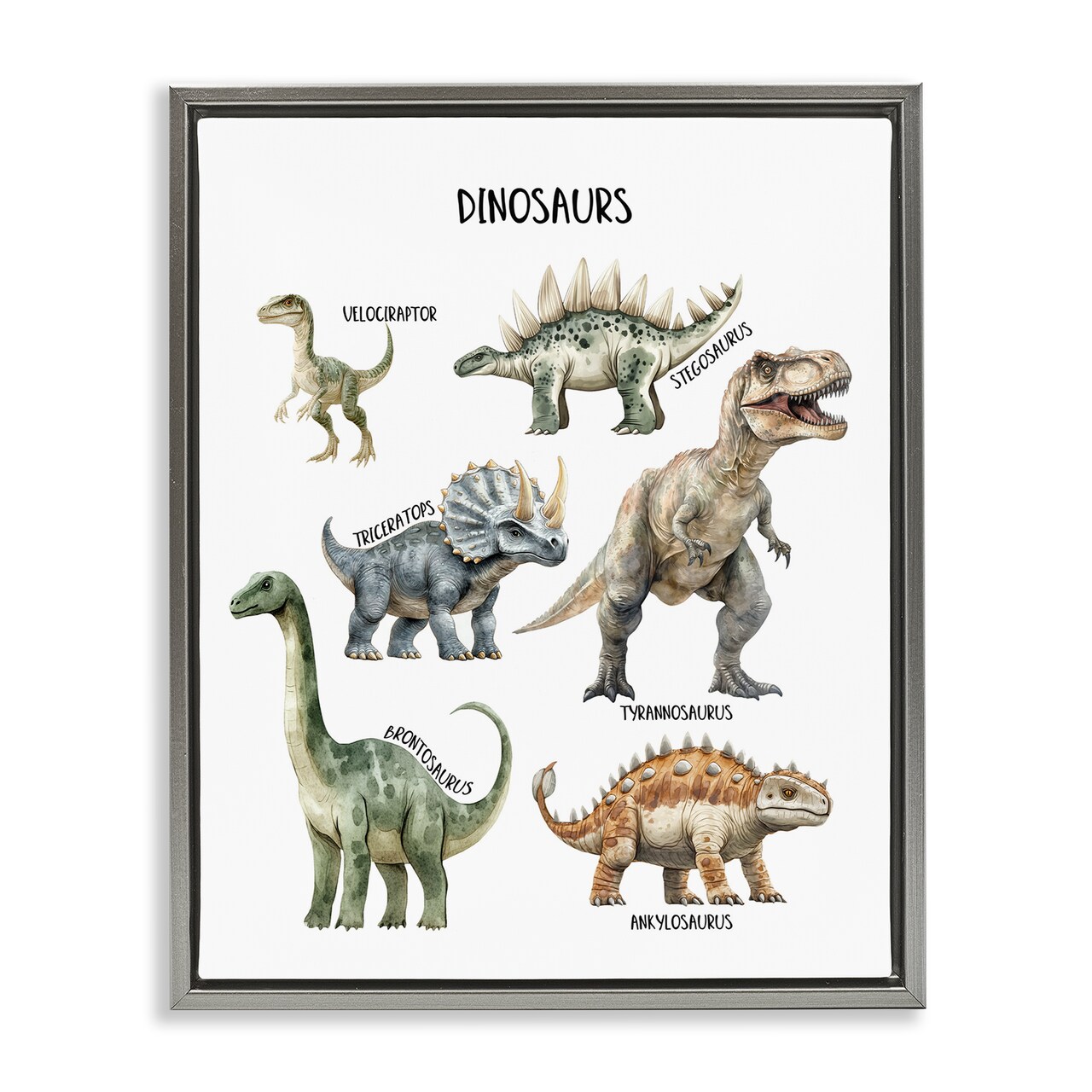 Stupell Industries Educational Meet The Dinosaurs Floating Frame, design by Christine Simpson Art
